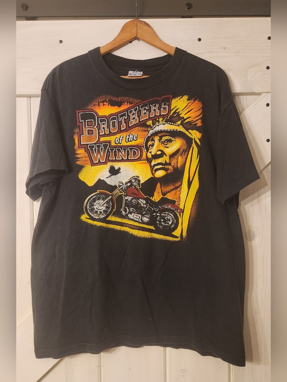 Vintage Single Stitch Motorcycle Biker Shirt. Brothers Of The Wind. Size Xl. USA
